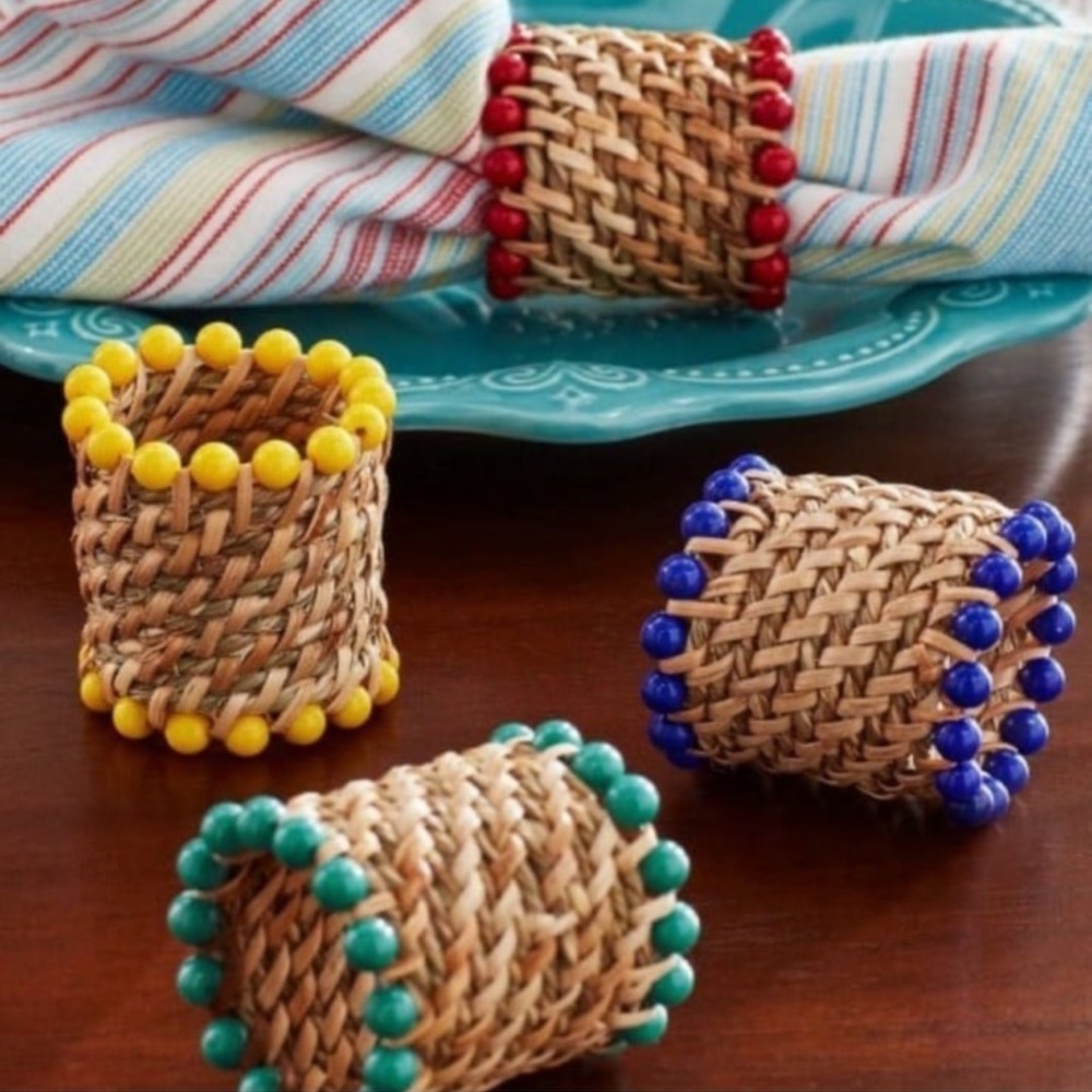 The Pioneer Woman Rattan Napkin Rings, Natural, 2" x 2", Set of 4